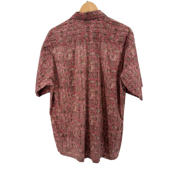 Tori Richard Red Brown Button Up Short Sleeve Hawaiian Shirt Mens L Regular Fit - Picture 4 of 10